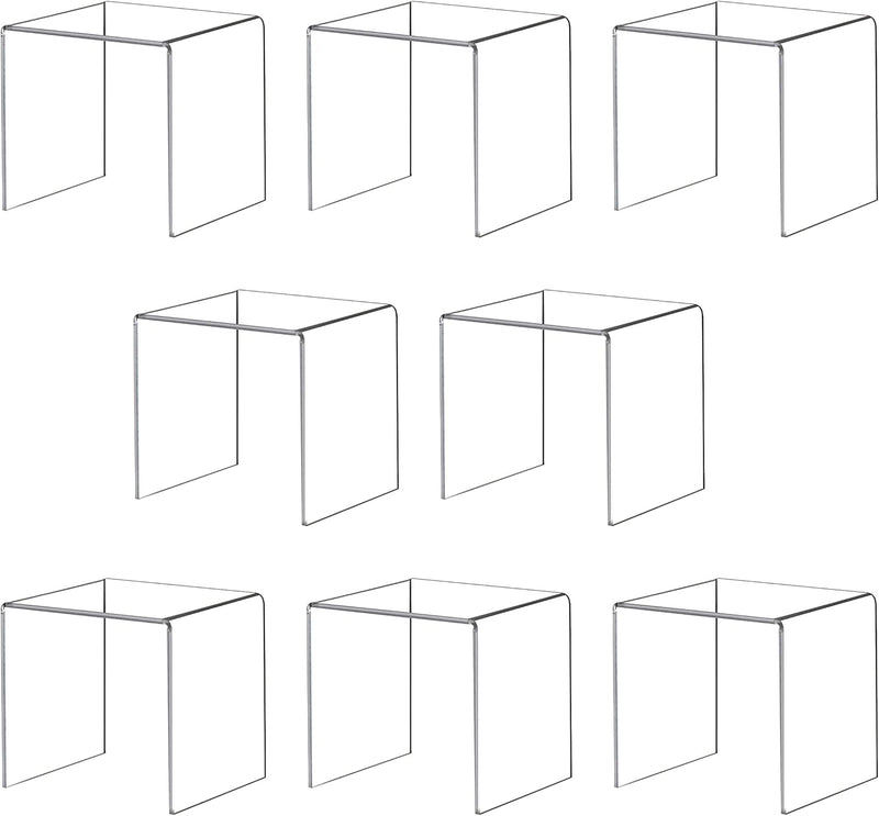 Duveesha 8 Pack Clear Acrylic Riser Square Display Stand For Cupcakes, Arts and Crafts Scratch-Resistant Display for Home, Events, and Exhibitions (4X4X4 INCH)