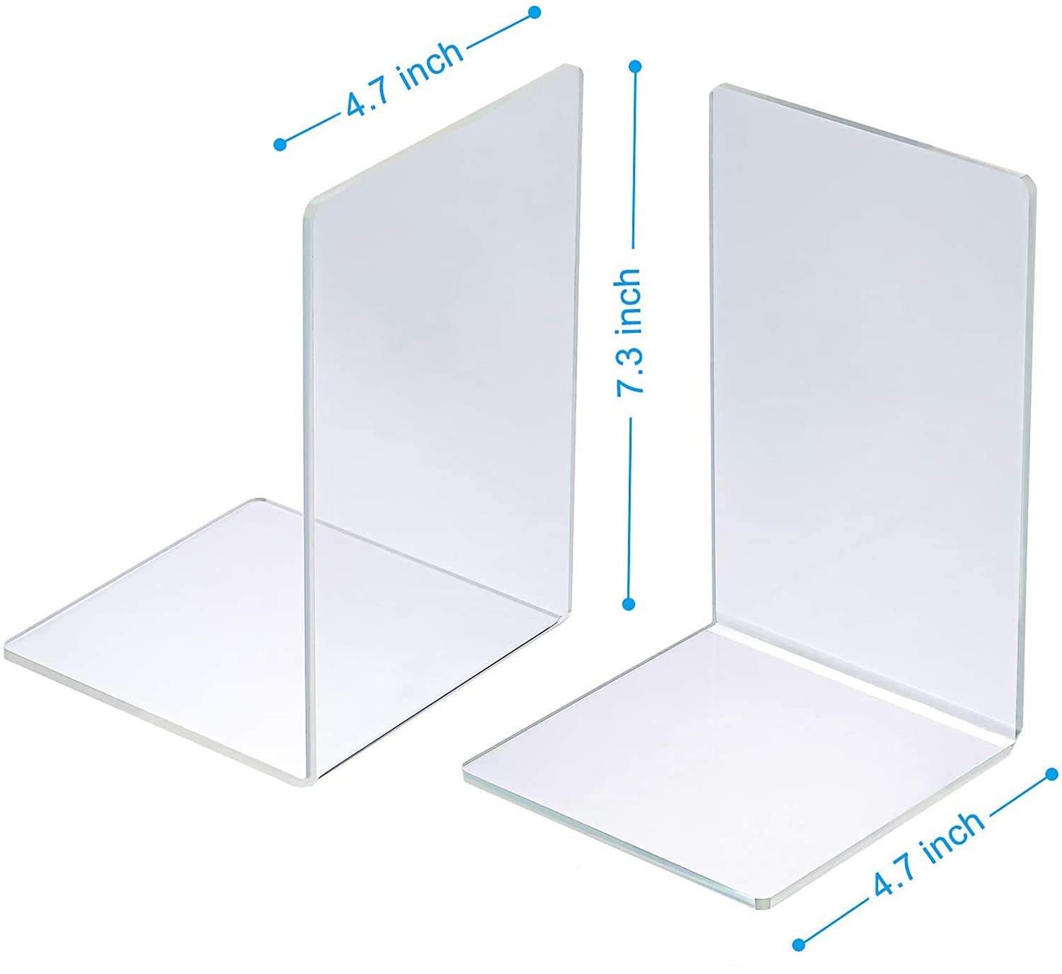 Clear Acrylic Book Ends for Shelf & Desk, Pack of 2 – view 3