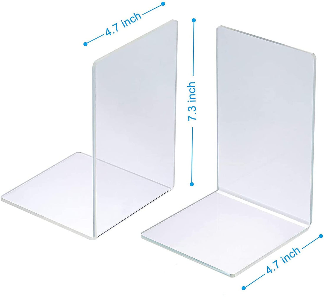 Clear Acrylic Book Ends for Shelf & Desk, Pack of 2 – view 3
