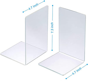 Clear Acrylic Book Ends for Shelf & Desk, 2 Pc – Yosham