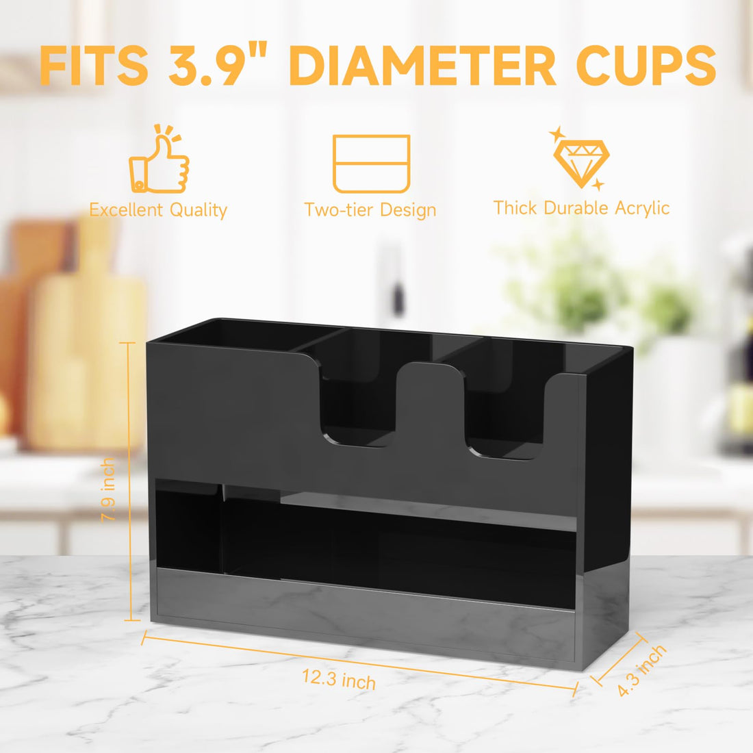 2-Tier Acrylic Coffee Cup & Condiment Organizer – Yosham
