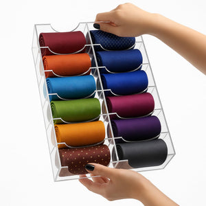 Acrylic Belt Organizer, 12 Compartments, Clear – Yosham