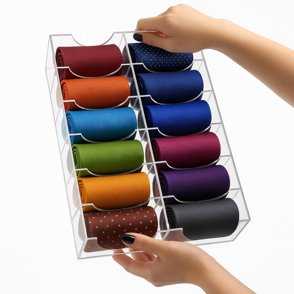 Acrylic Belt Organizer, 12 Compartments, Clear – view 3