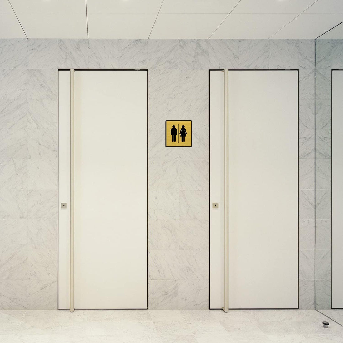 Gold Acrylic Men & Women Washroom Sign, Self-Adhesive – view 7