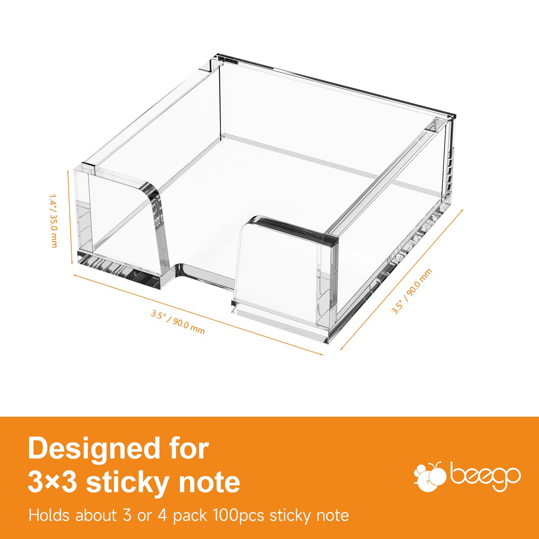 Clear Acrylic U-Cutout Sticky Note Tray for 3×3 in Notes – view 8