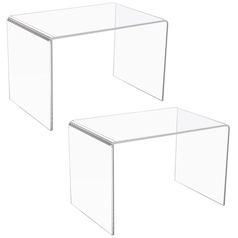 Duveesha 2-PC 9'' Strong Clear Acrylic Riser For Retail, Shelf Showcase Fixtures for Jewelry, Display Stand for Amiibo Funko POP Figures, Cupcakes, Food Display, Riser#015 (9''x 6''x 6'')