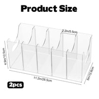 2 Pack Acrylic Belt Organizer Clear Stackable Belt Storage Holder Purse Organizer for Closet - 5 Compartments with Removable Dividers,Display Case Pantry Cabinet Organizers for Ties,Socks,Underwear