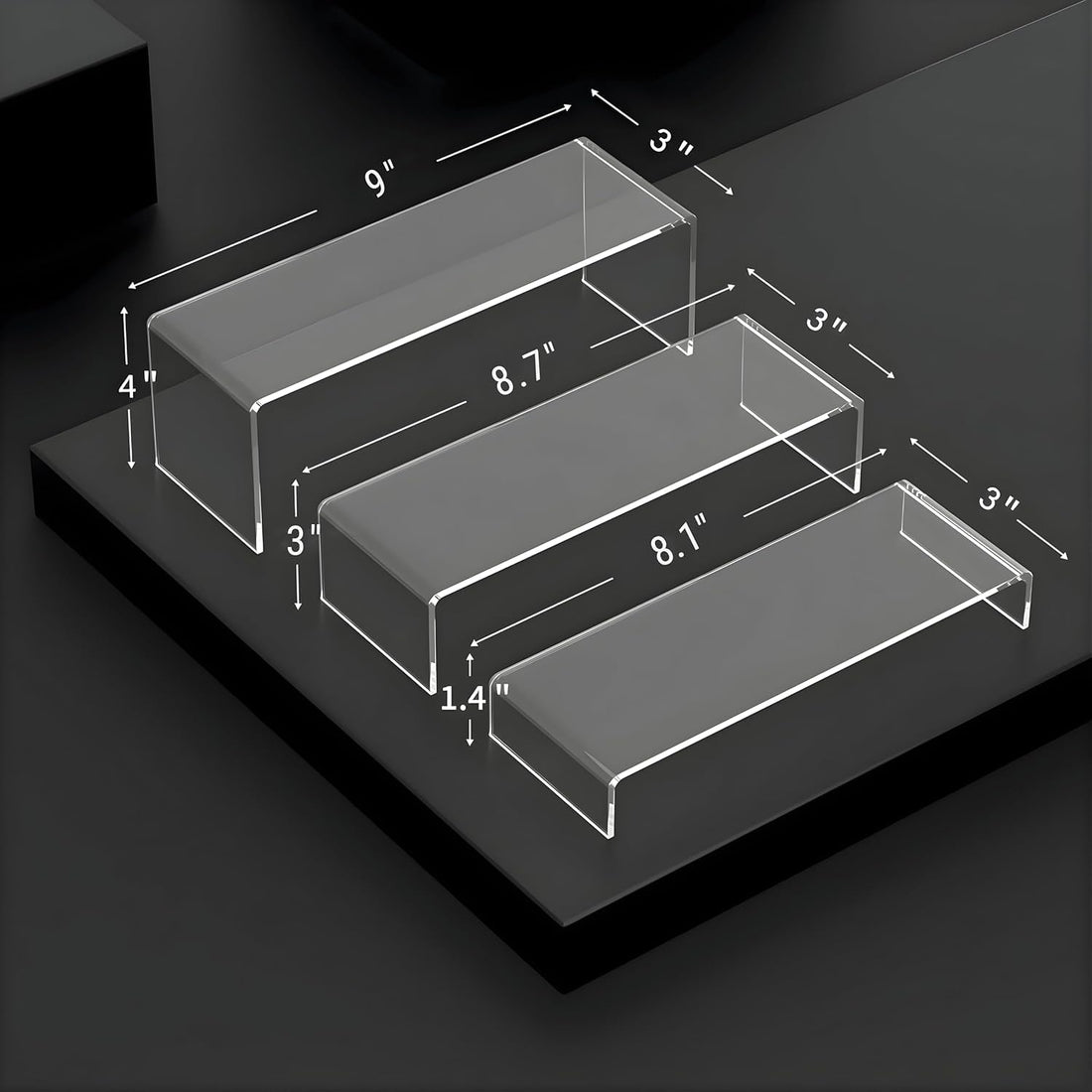 5mm Thick Acrylic Display Risers, 3-Tier – Yosham