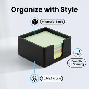 Premium Sticky Note Holder for Desk – Elegant 3x3 Inch Memo Pad Dispenser | Modern Minimalist Post-it Organizer | Durable & Compact Desktop Storage for Office, Home & Study | Matte Black Finish