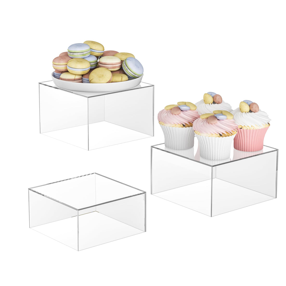 Clear Acrylic Cube Buffet Risers, 8, 7 & 6 in, Set of 3 – view 2