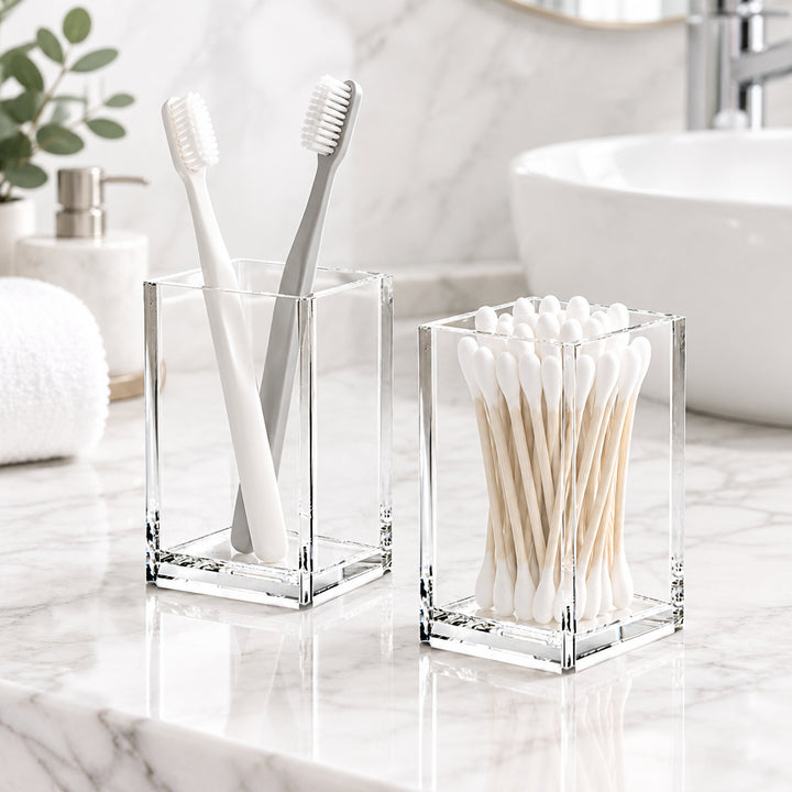 Clear Acrylic Square Pen Cup, Pack of 2 — PENCIL-HOLDER-D5