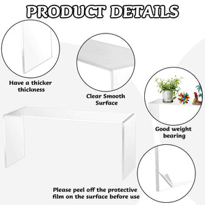 Duveesha 4 Pcs Large Clear Acrylic Riser for Display Acrylic Shelf Riser Jewelry Stand Retail Desktop Display Stand for Cupcake, Collectibles, Organize, Decor(13 x 4.5 x 6 Inches)