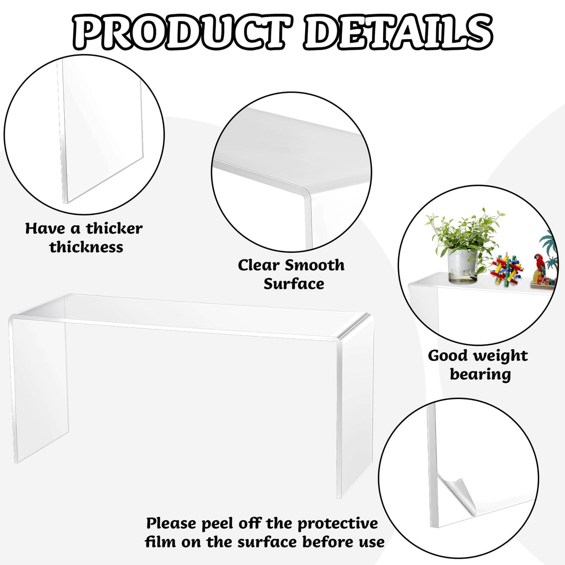 Large Clear Acrylic Display Risers, 13 × 4.5 × 6 in, Pack of 4 – view 5
