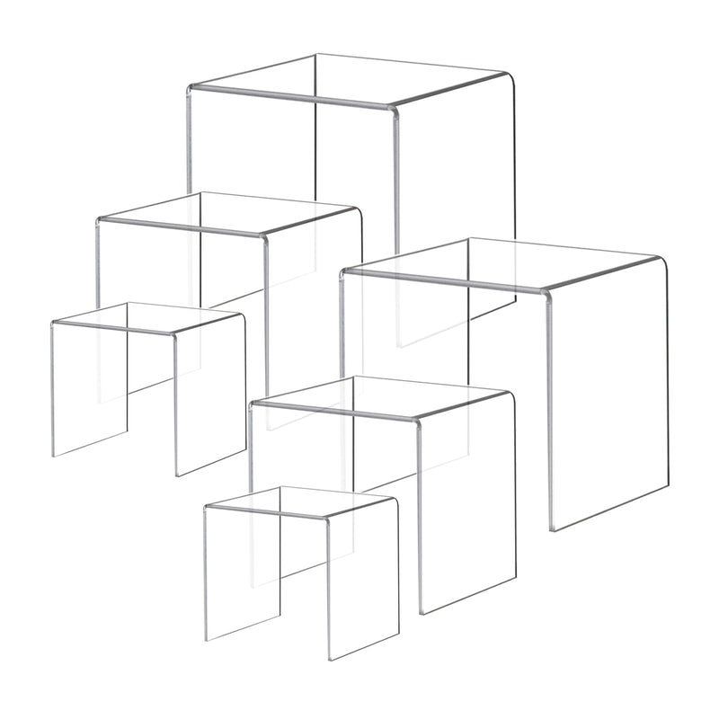 Duveesha Acylic Riser Square Display Stand For Cupcakes, Arts and Crafts (Clear, 6P-4&5&6INCH)