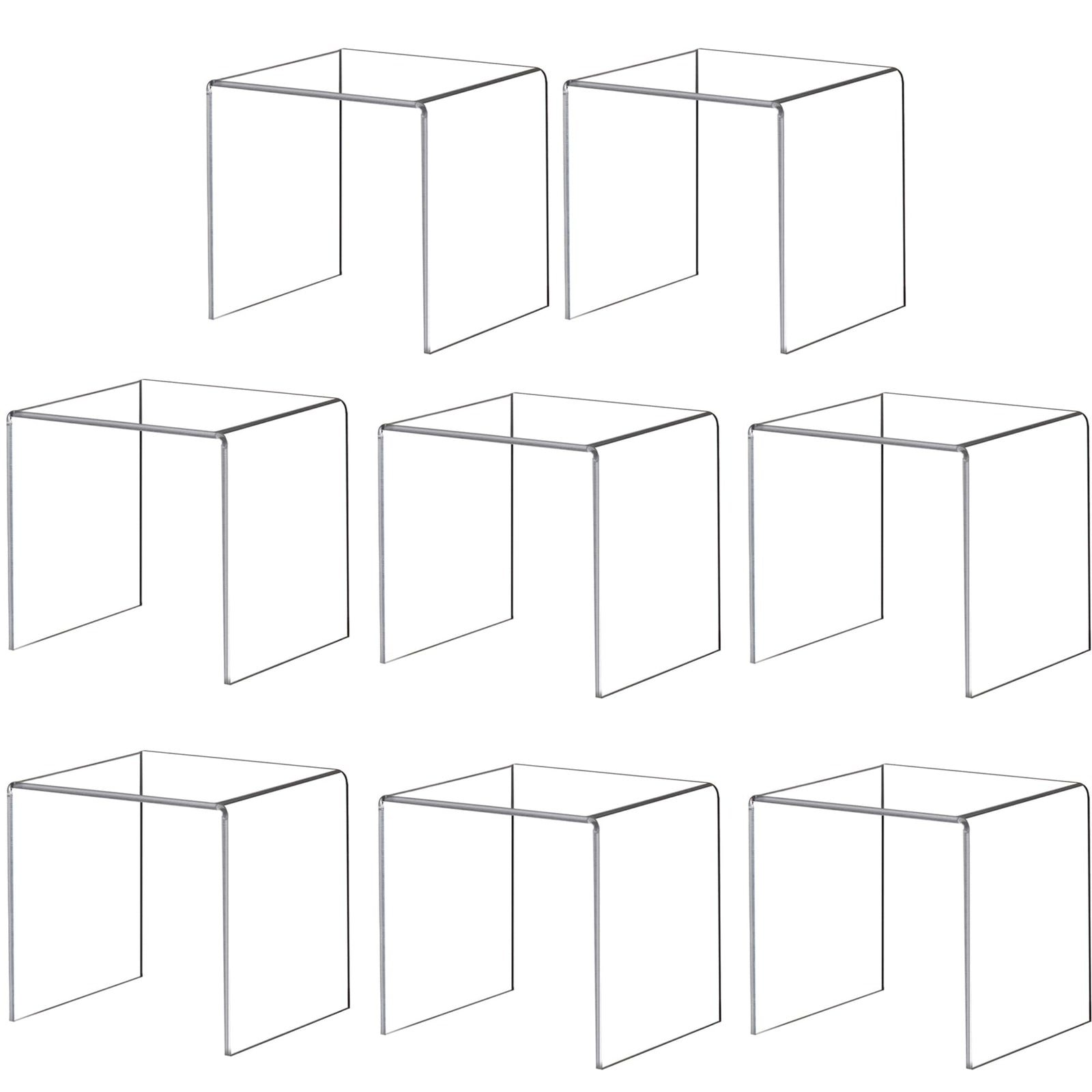 Duveesha Acylic Riser Square Display Stand For Cupcakes,Amiibo Funko Pop Figures, Dessert, Jewelry, Arts and Crafts (Clear, 8P-6INCH)