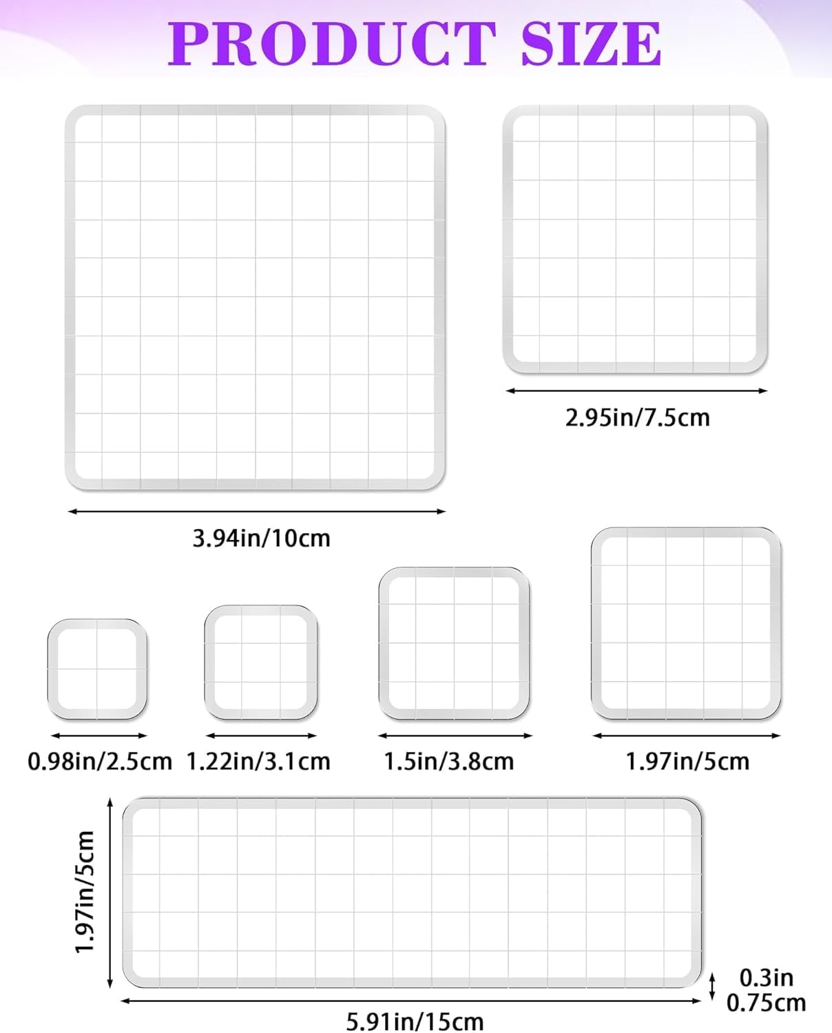 Acrylic Stamp Blocks Set, 7 Sizes for Crafting – view 2