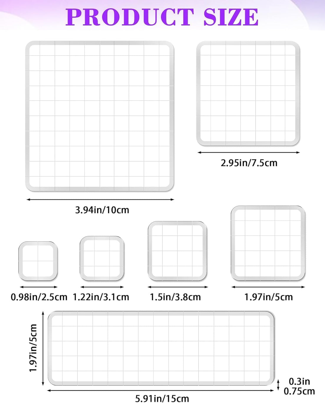 Acrylic Stamp Blocks Set, 7 Sizes for Crafting – view 2