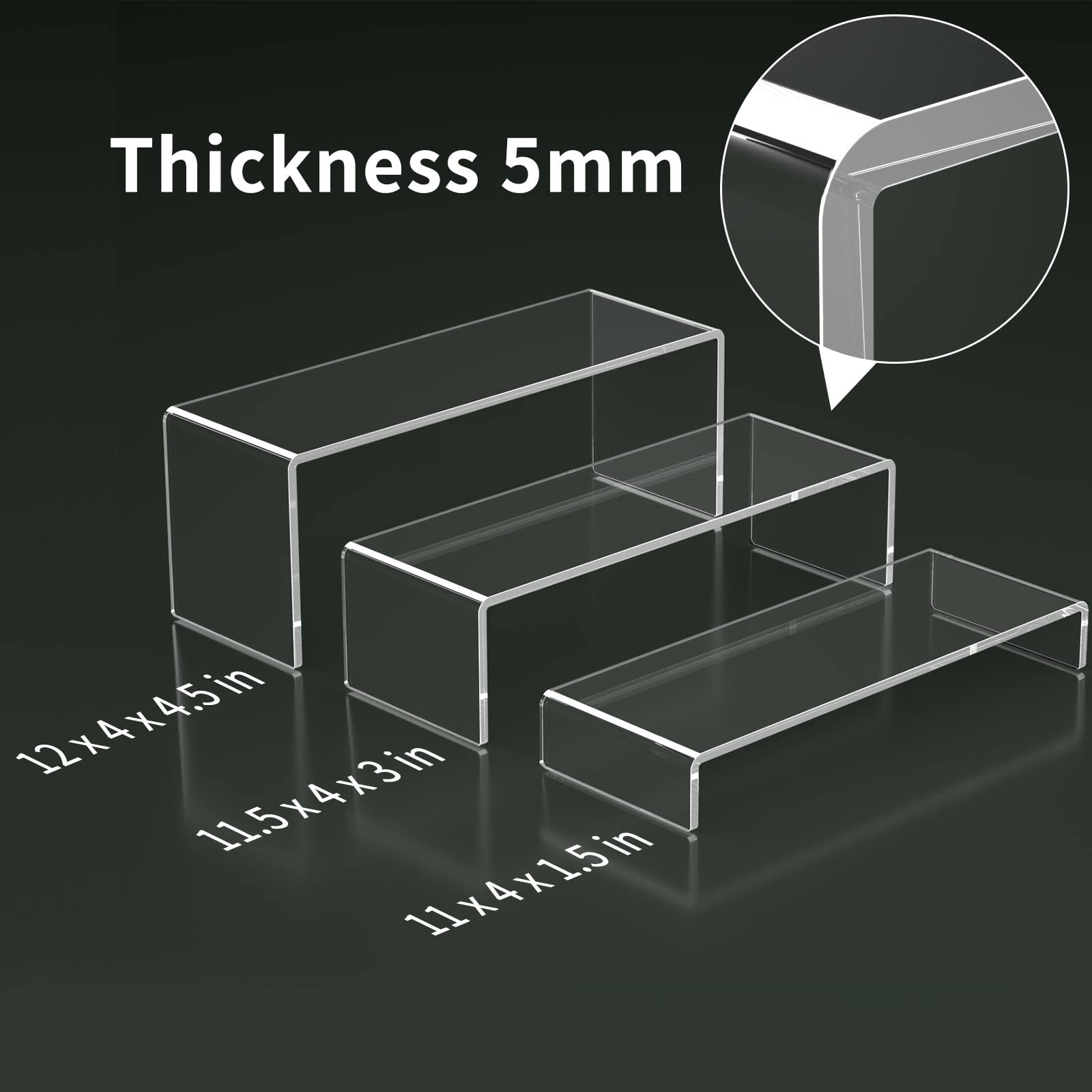 12in Clear Acrylic Display Risers, 5mm Thick – Yosham