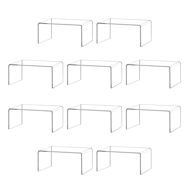 Duveesha Clear Acrylic Riser lot of 10 for Jewels, Cupcakes, Tea Sets, Clear Cupcake Stand for Small Toys and Cosmetics (10P-2 * 3 * 4)