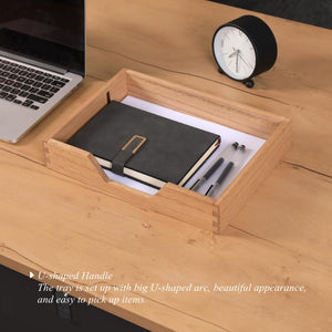 Wooden Desktop Organizer Tray with U-Shape Handle – Yosham