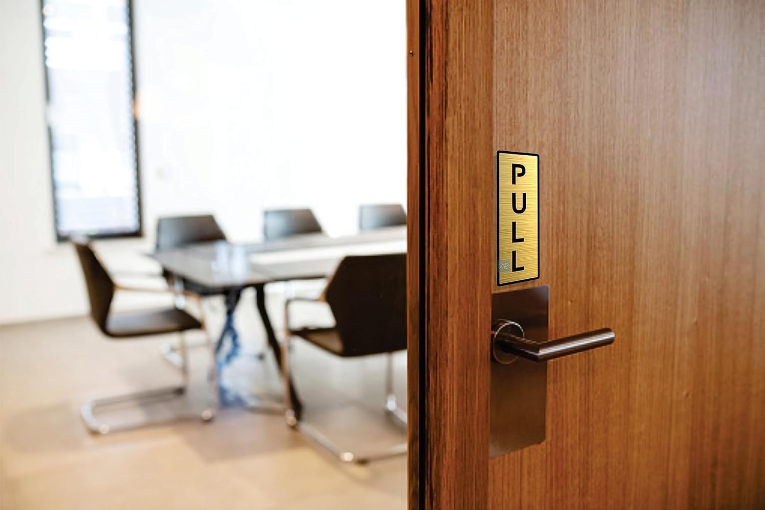 Gold Acrylic Push & Pull Door Sign, Self-Adhesive, Set of 2