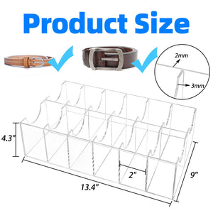 Acrylic Belt Organizer, 12 Compartments, Clear – Yosham