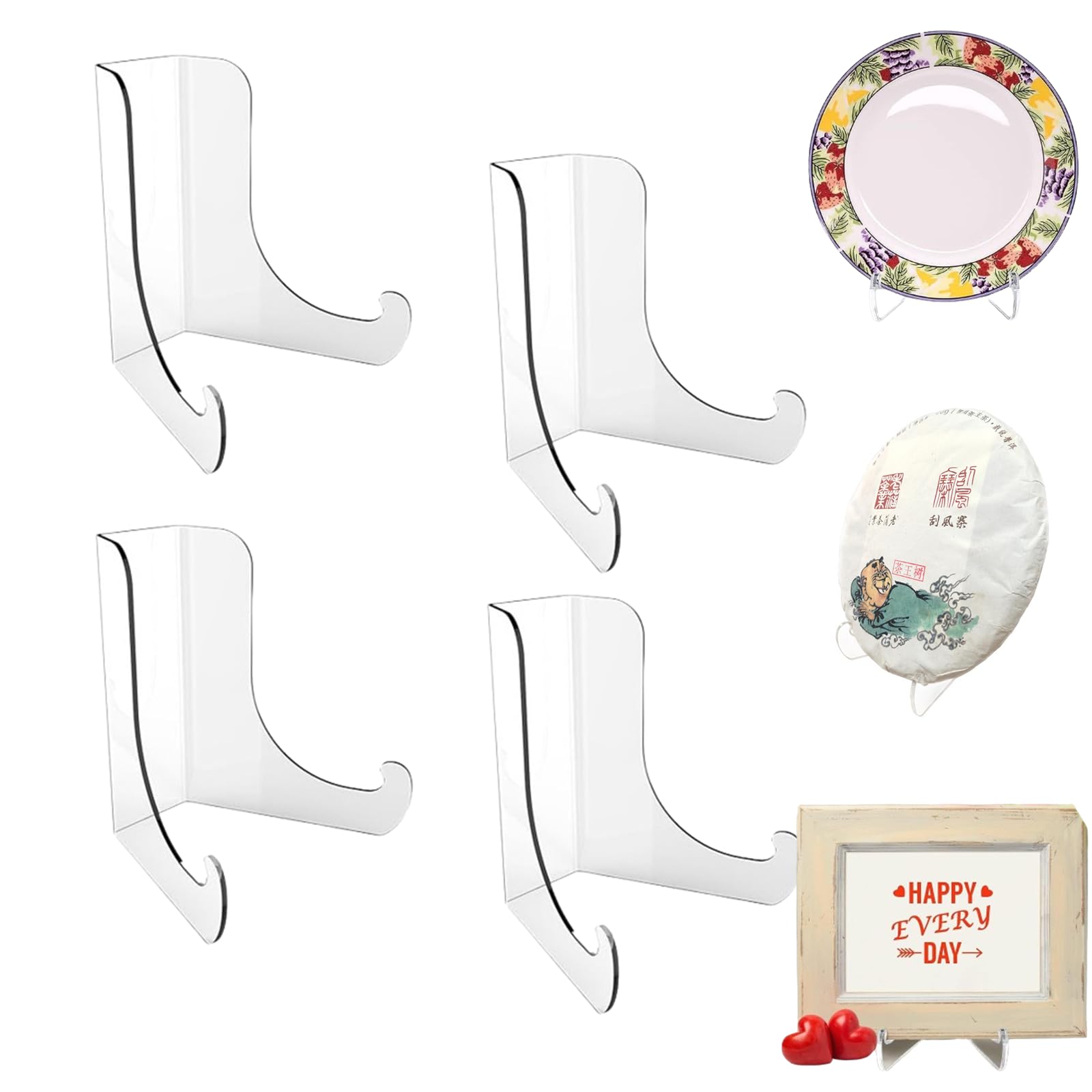 4 Pcs Plate Stands Universal Clear Acrylic Picture Stand Multifunction Display Holder for Home Office Book, Card, Crafts, Picture Frame – view 6