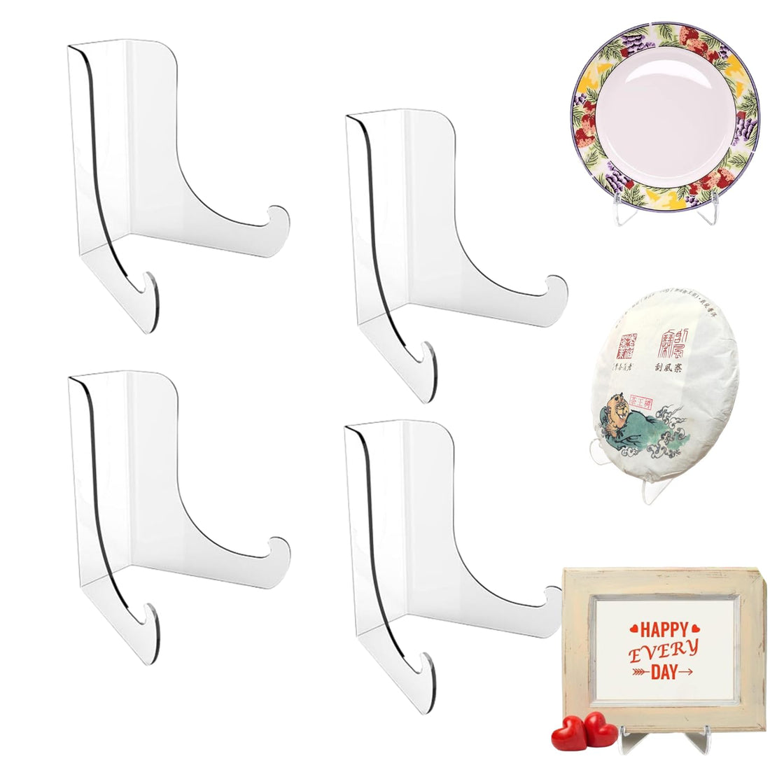 4 Pcs Plate Stands Universal Clear Acrylic Picture Stand Multifunction Display Holder for Home Office Book, Card, Crafts, Picture Frame – view 6