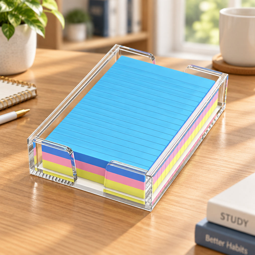 Clear Acrylic Two-Cutout Sticky Note Tray for 4×6 in Notes