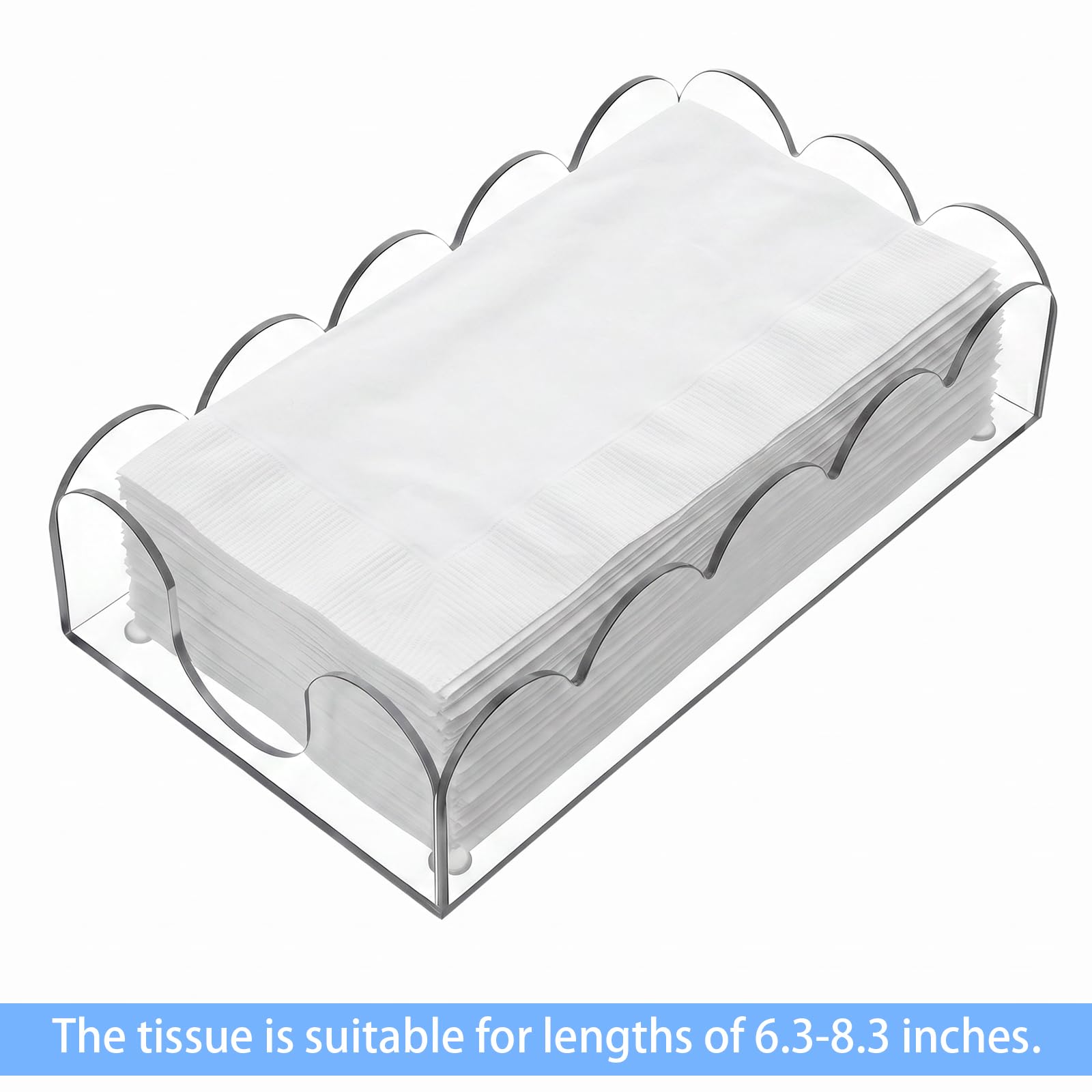 2 Pack Acrylic Napkin Holder, Scalloped Tray for Bathroom Kitchen Dining