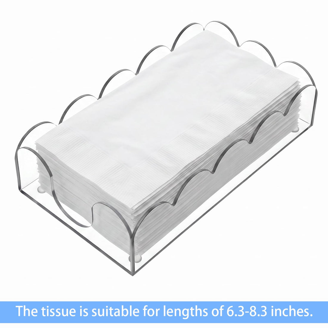 2 Pack Acrylic Napkin Holder, Scalloped Tray for Bathroom Kitchen Dining