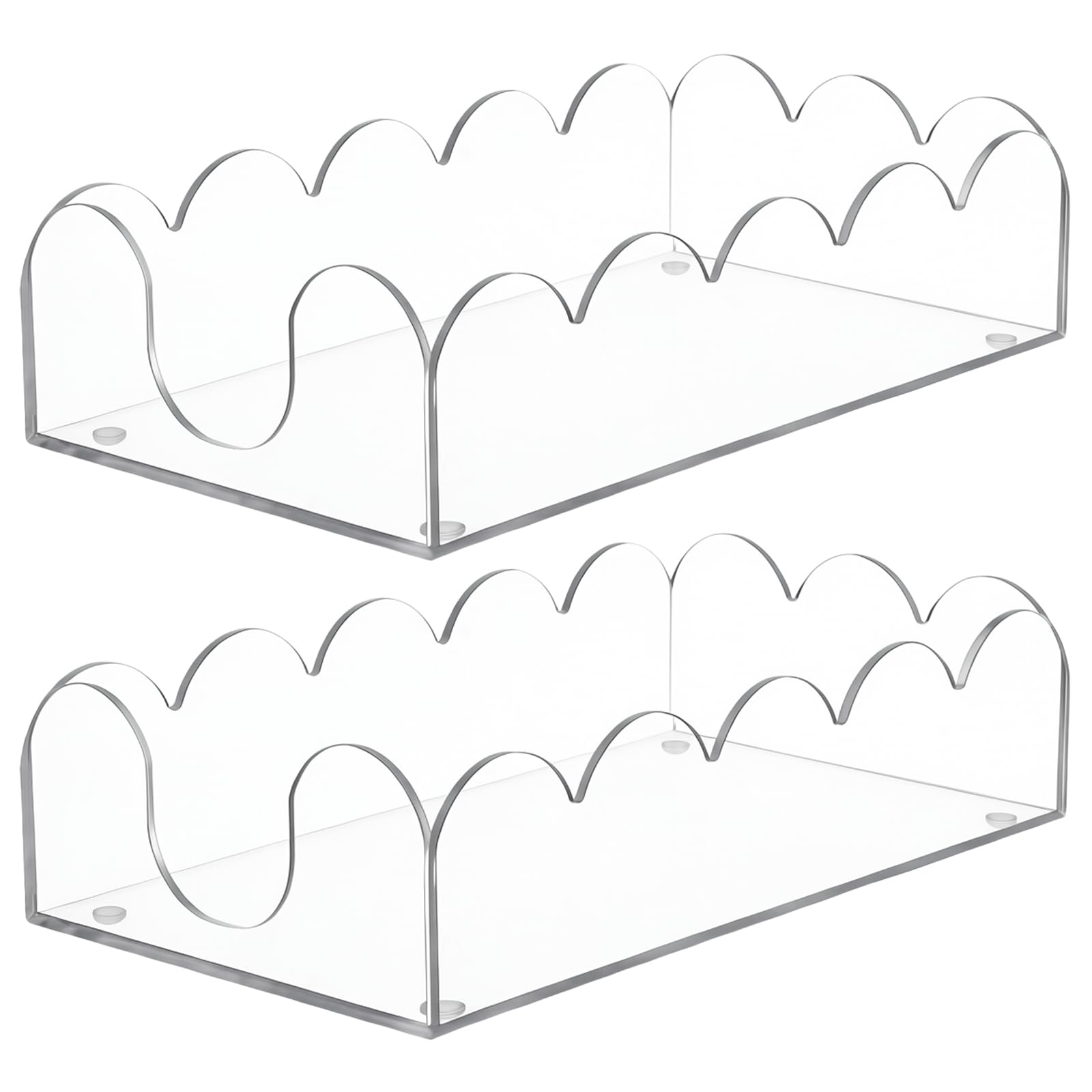 2 Pack Acrylic Napkin Holder, Scalloped Tray for Bathroom Kitchen Dining