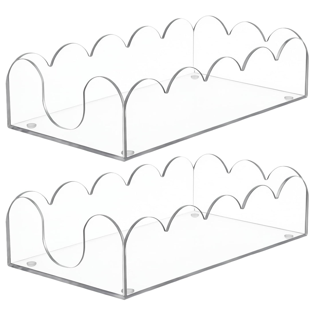 2 Pack Acrylic Napkin Holder, Scalloped Tray for Bathroom Kitchen Dining