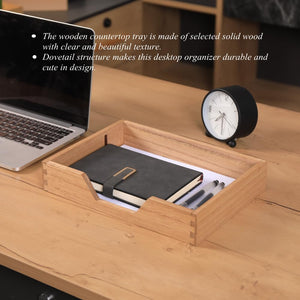 Wooden Desktop Organizer Tray with U-Shape Handle – Yosham