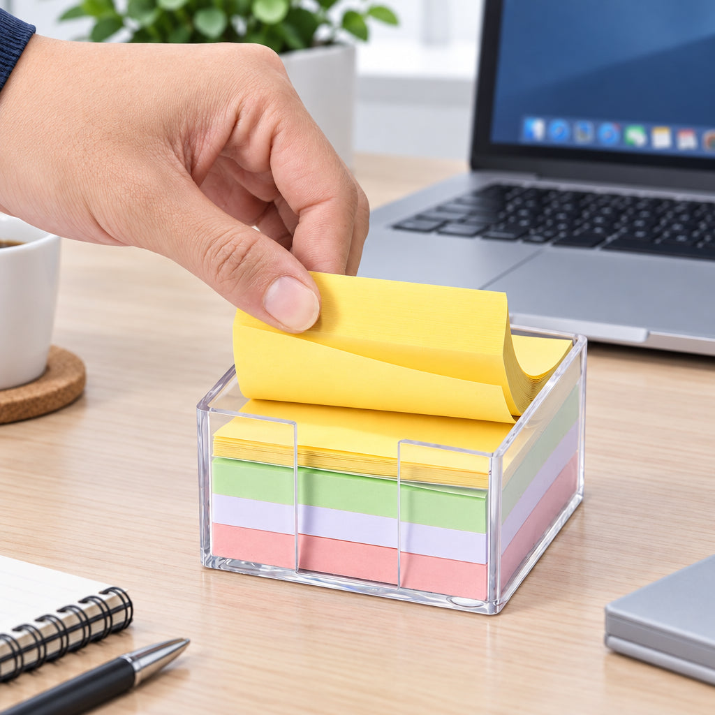 Clear Acrylic Dual-Opening Sticky Note Holder for 3×3 in Notes
