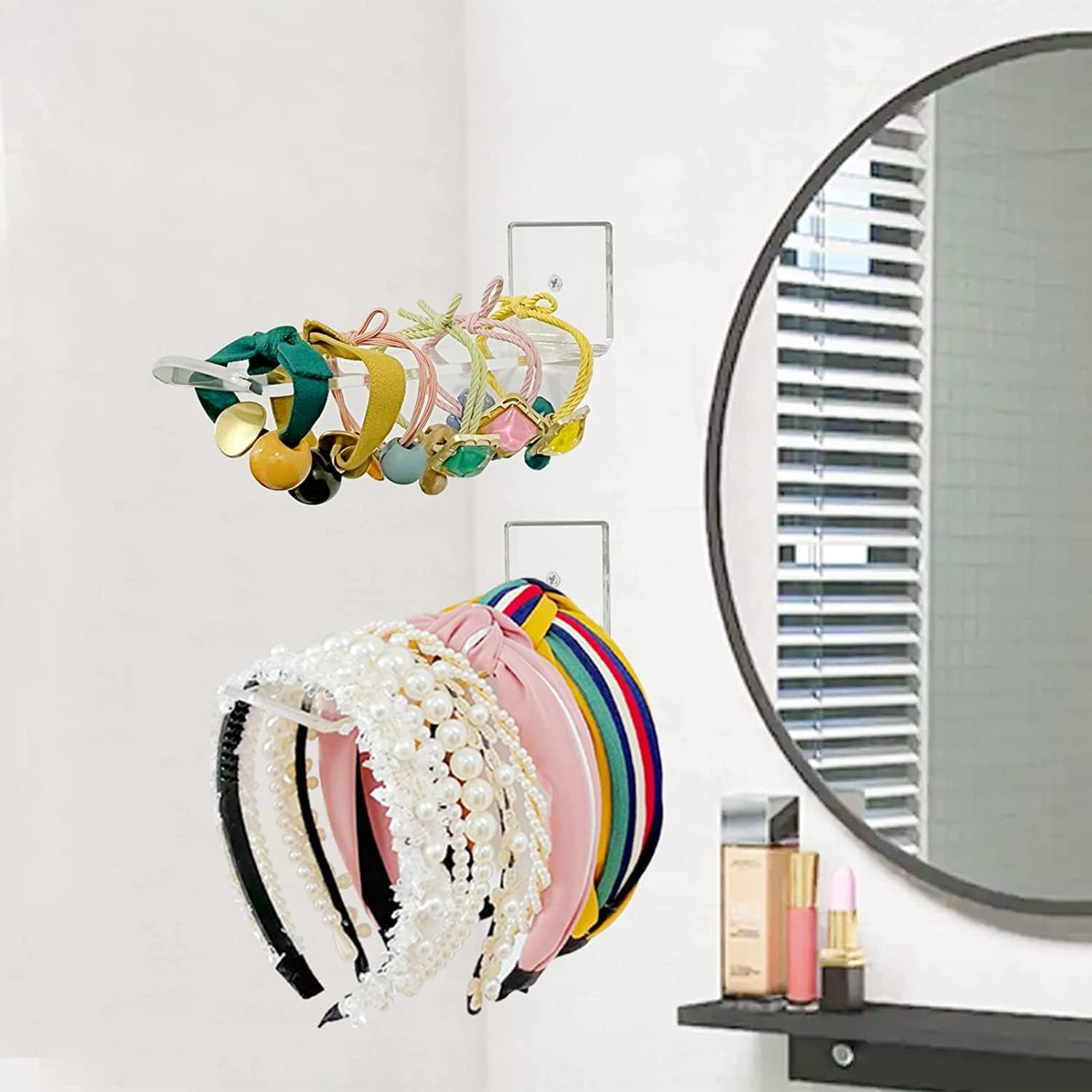 Clear Acrylic Wall-Mounted Headband & Scrunchie Holder, Pack of 3 – view 5