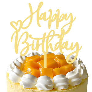 Gold Acrylic Happy Birthday Cake Topper Set – Yosham