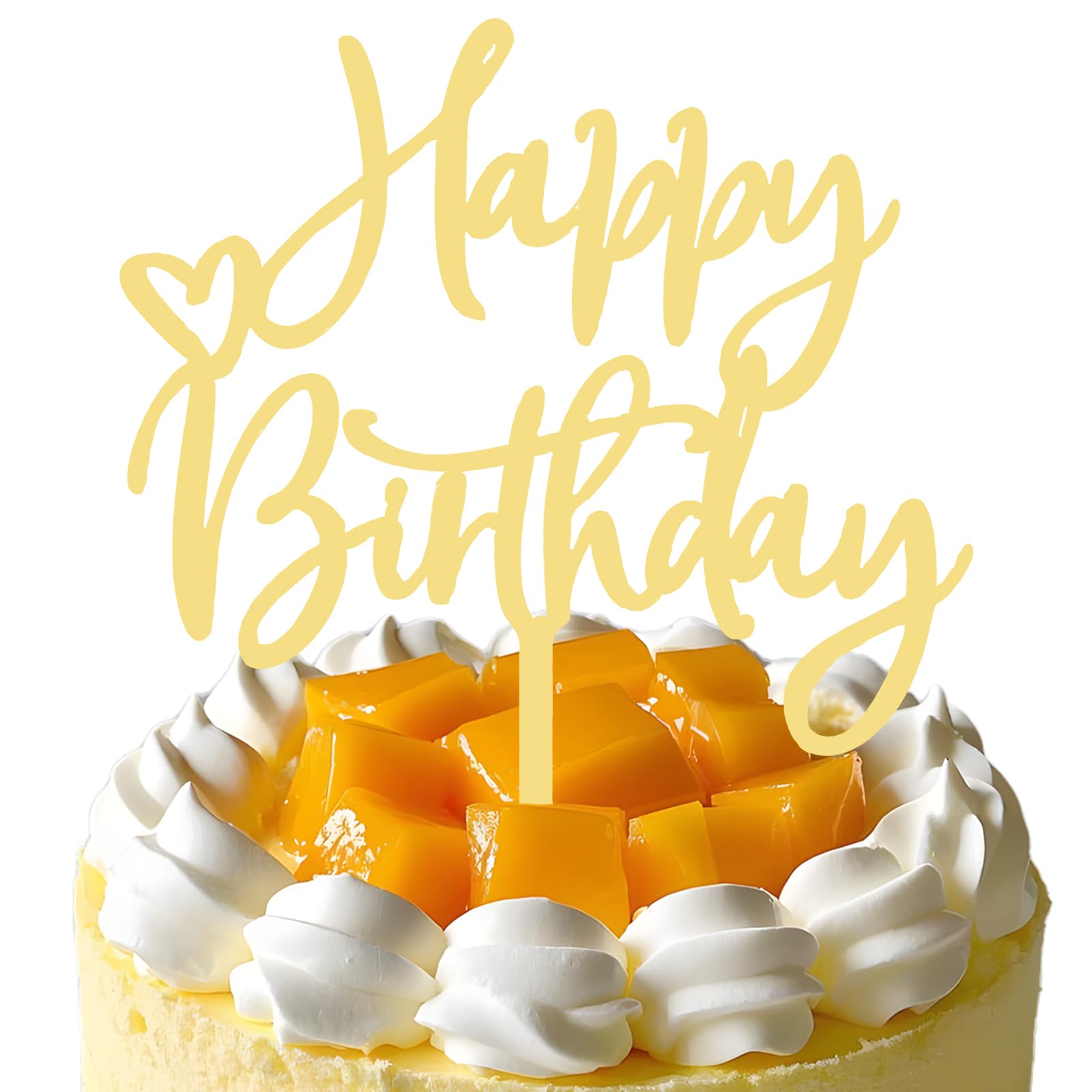 Gold Acrylic Happy Birthday Cake Topper Set