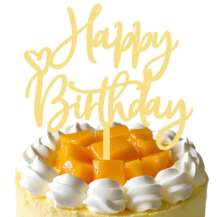 Gold Acrylic Happy Birthday Cake Topper Set