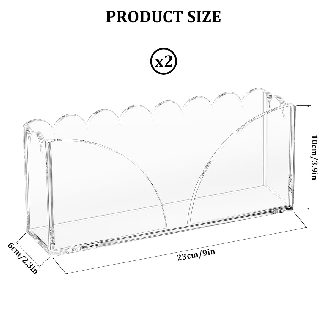 Acrylic Guest Towel Holder Scalloped Tray Set of 2 for Bathroom Clear Waterproof Disposable Paper Hand Towel Napkin Holder Stand with Non-Slip Pads for Table Home Kitchen Vanity Counter Hotel