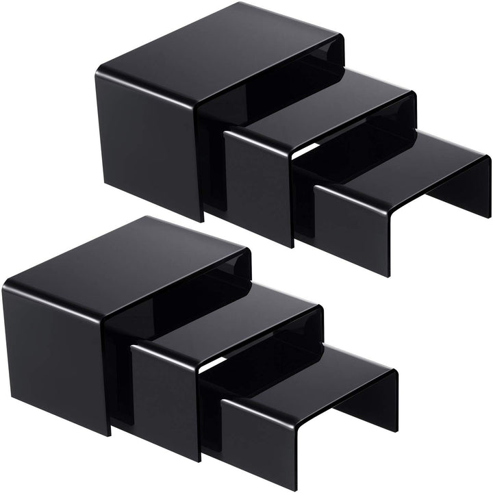 Black Acrylic Nesting Display Risers, 3 Sizes, 2 Sets (6 Pcs) – view 2
