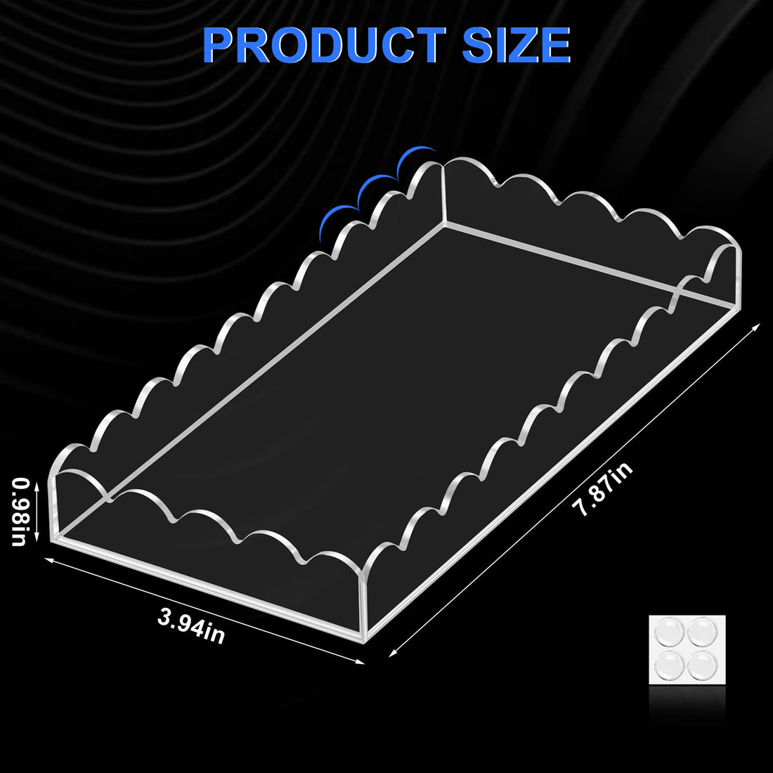 Scalloped Acrylic Bathroom Vanity Tray, 7.9" – view 2