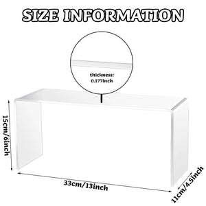 Duveesha 4 Pcs Large Clear Acrylic Riser for Display Acrylic Shelf Riser Jewelry Stand Retail Desktop Display Stand for Cupcake, Collectibles, Organize, Decor(13 x 4.5 x 6 Inches)