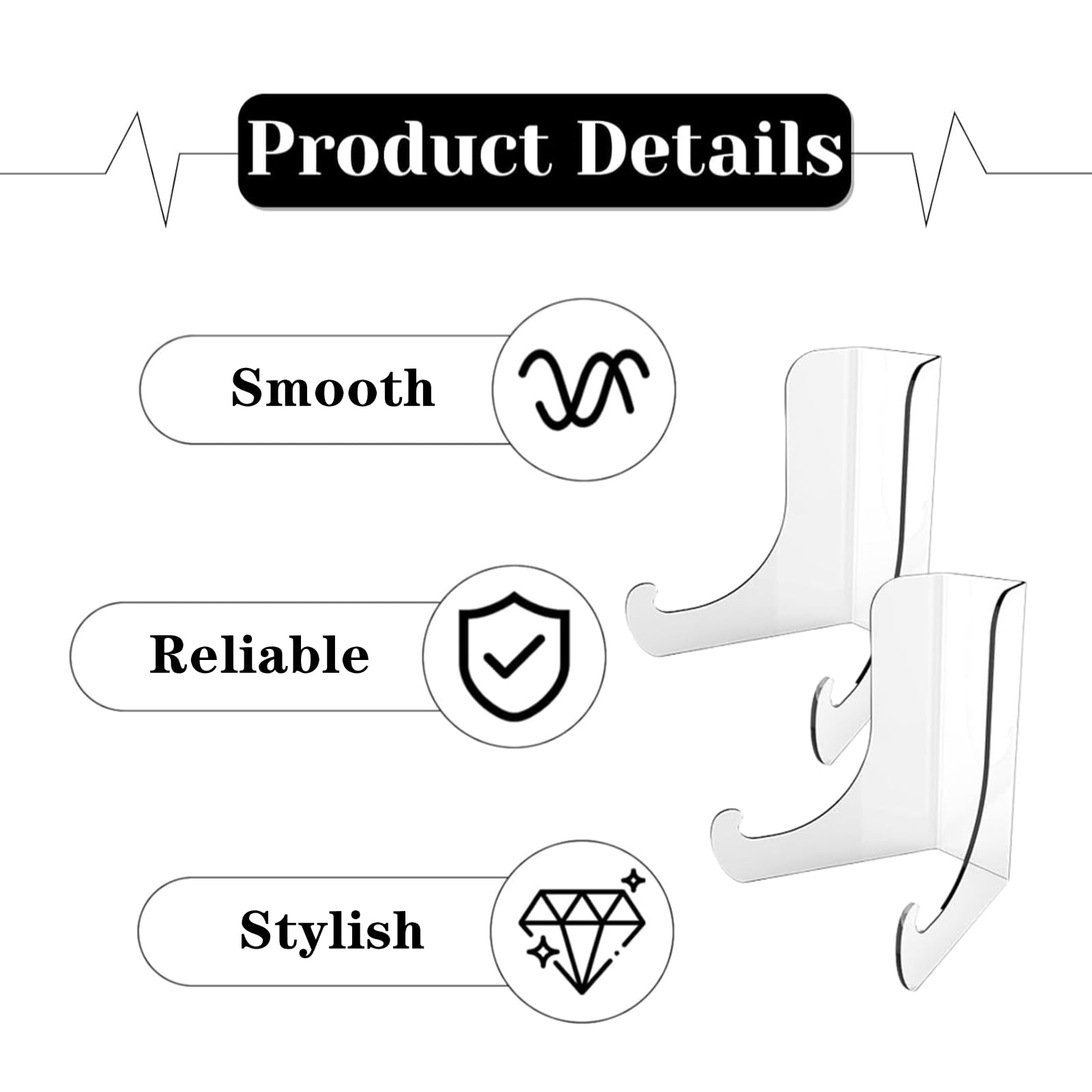 4 Pcs Plate Stands Universal Clear Acrylic Picture Stand Multifunction Display Holder for Home Office Book, Card, Crafts, Picture Frame – view 4