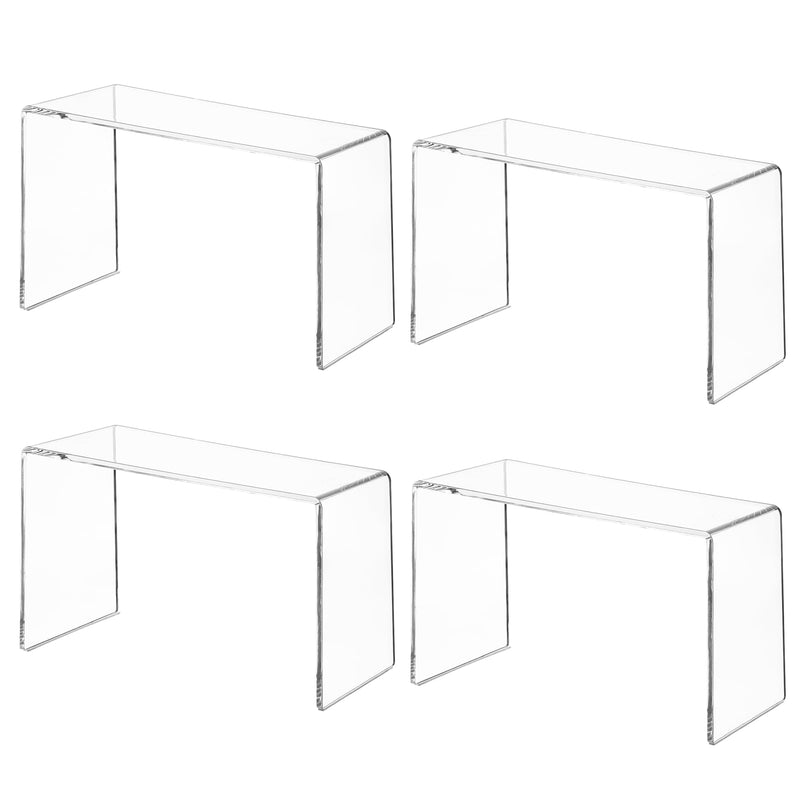 Duveesha 4 Pack Acrylic Risers Display Stands, Display Stands for Collectibles, Clear Acrylic Shelf for Show Decor Display, Toys, Cupcake (9.2 x 3 x 5 inches)