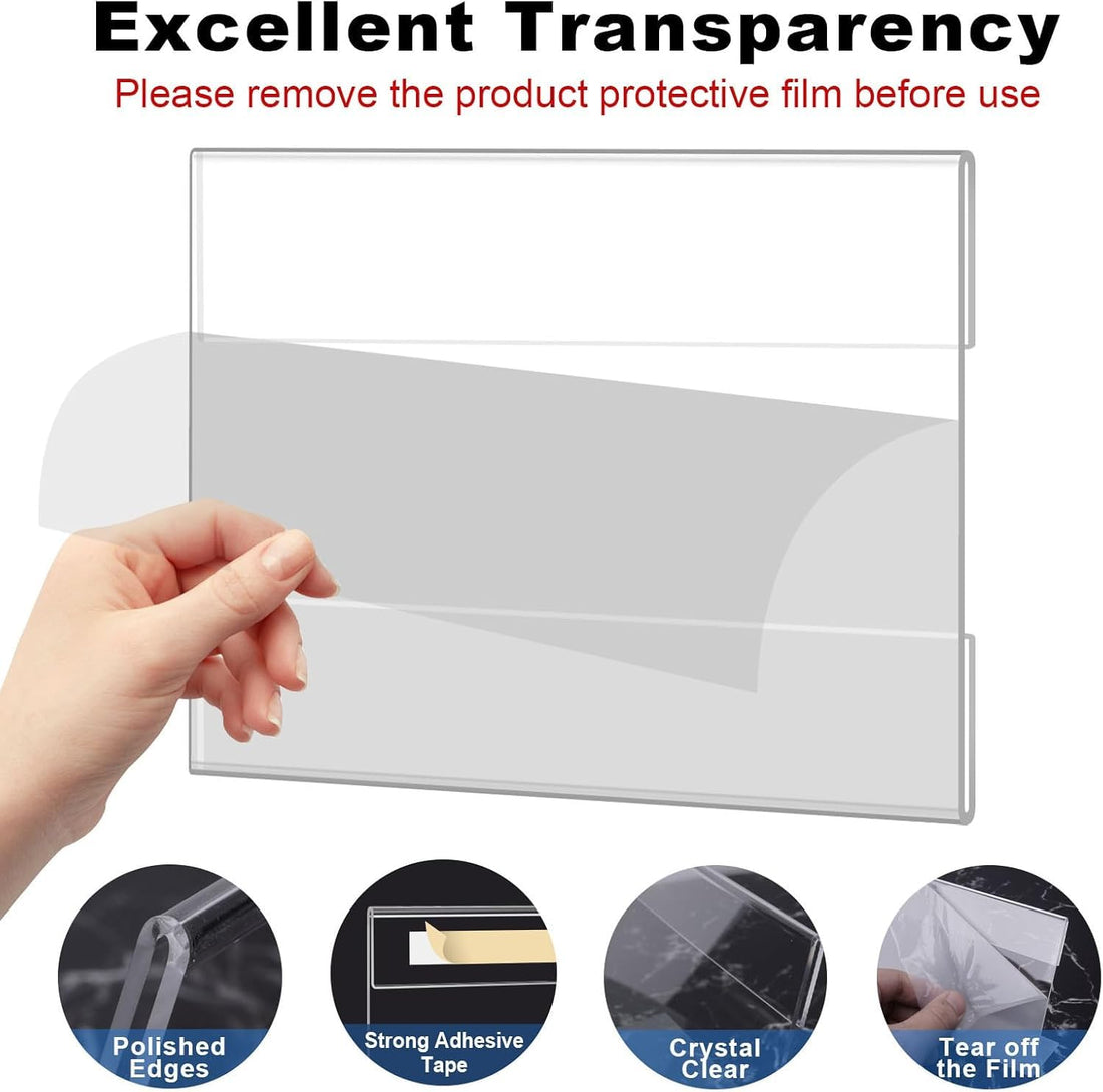 Clear Acrylic Wall Sign Holders, 6 × 4 in Landscape, Self-Adhesive, Pack of 4 – view 8