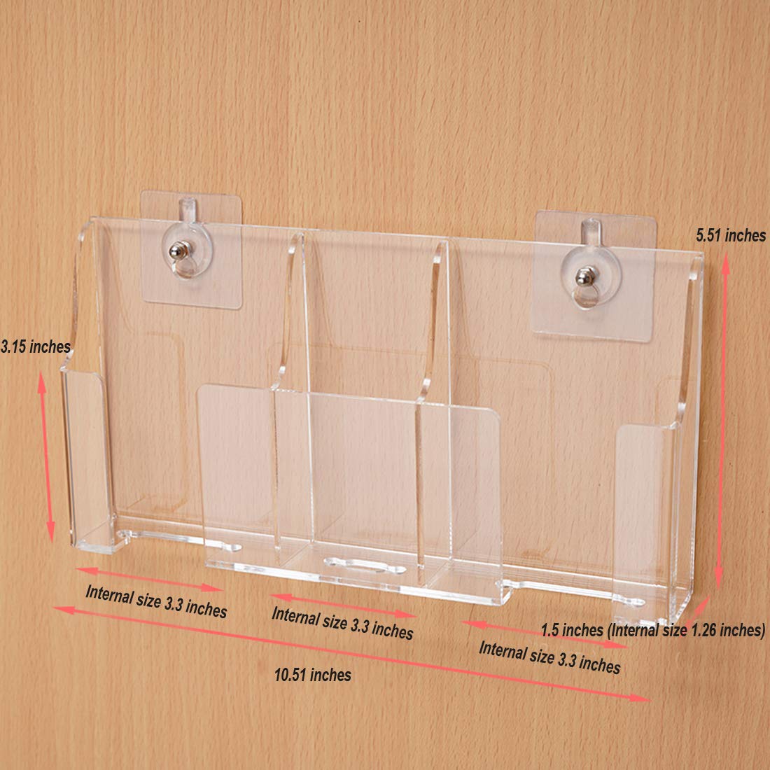 Clear Acrylic Wall-Mount Phone & Remote Holder, 3 Slots – view 2