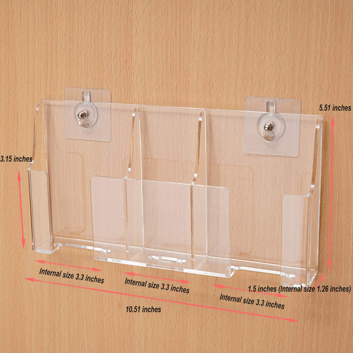 Clear Acrylic Wall-Mount Phone & Remote Holder, 3 Slots – view 2