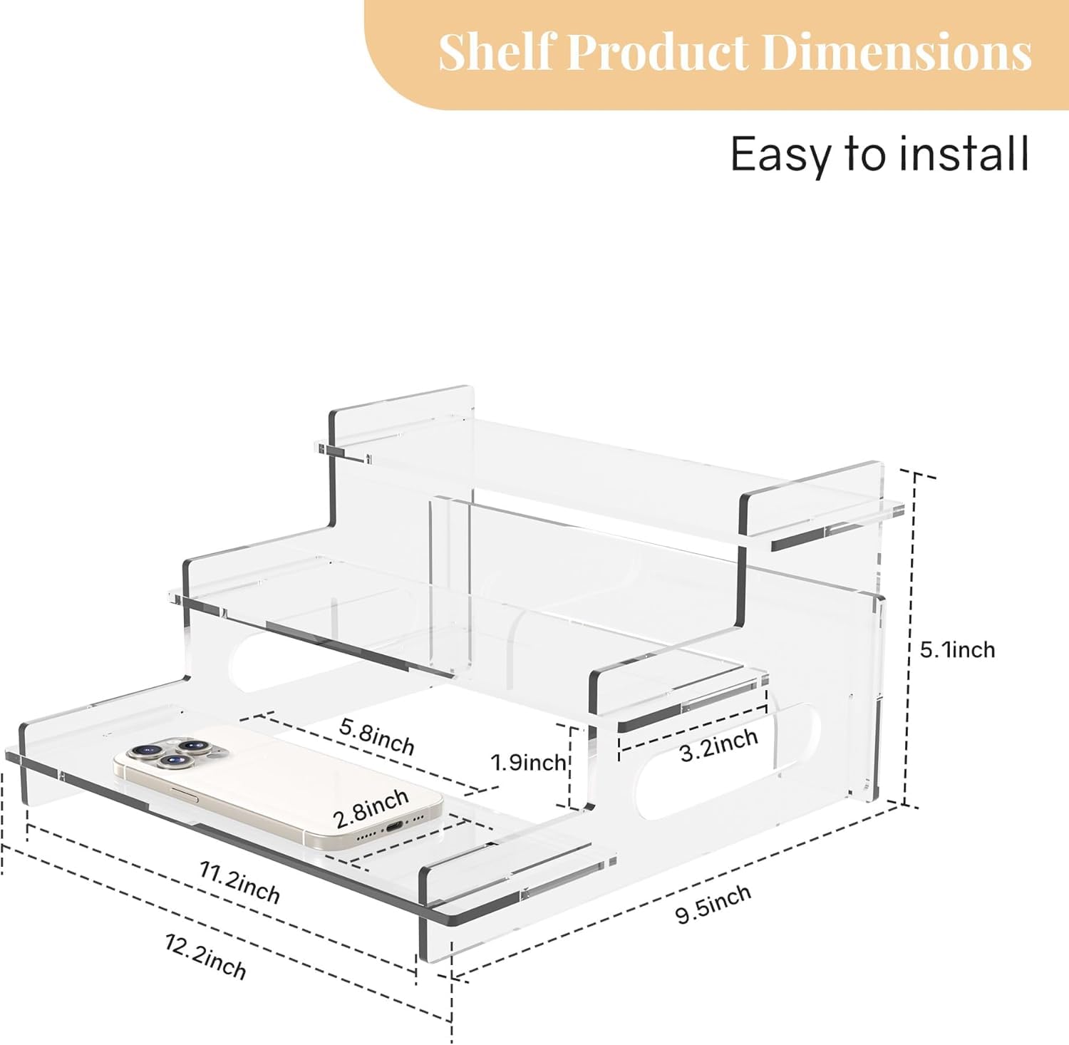 Clear Acrylic 3-Tier Display Shelf, Large – view 3