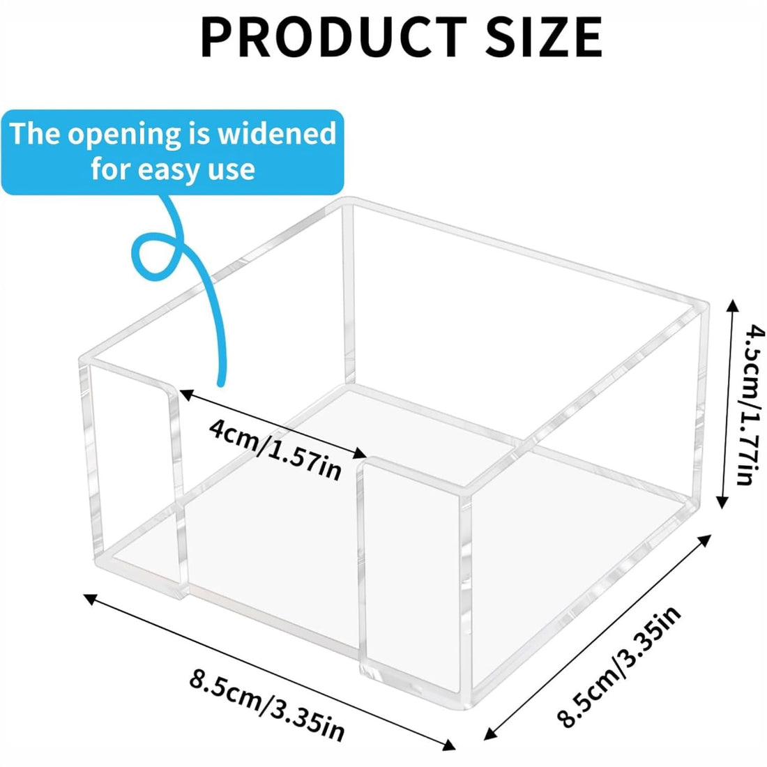 Clear Acrylic Wide-Opening Sticky Note Holder for 3×3 in Notes – view 2
